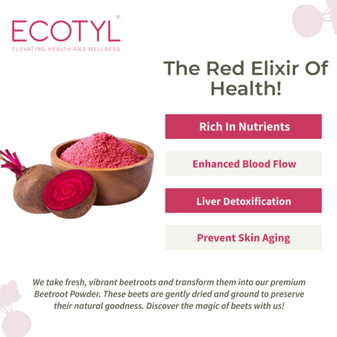 Ecotyl Beetroot Powder | Boosts Metabolism | Good For Skin | 100g