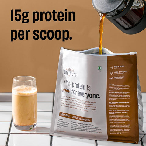 The Whole Truth Protein for Everyone | Beginners Protein Powder | Cold Coffee 1 kg | 15g Protein/Scoop | Clean, Light & Easy to Digest | No Artifical Flavours & No Artificial Sweetener