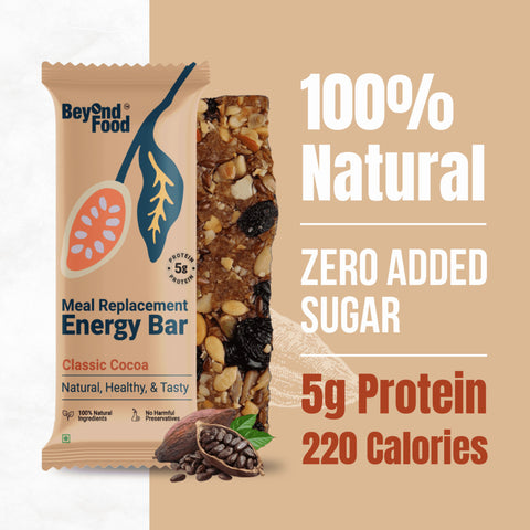 Beyond Food Meal Replacement Energy Bars - Classic Cocoa | Pack of 6 | 6x50g