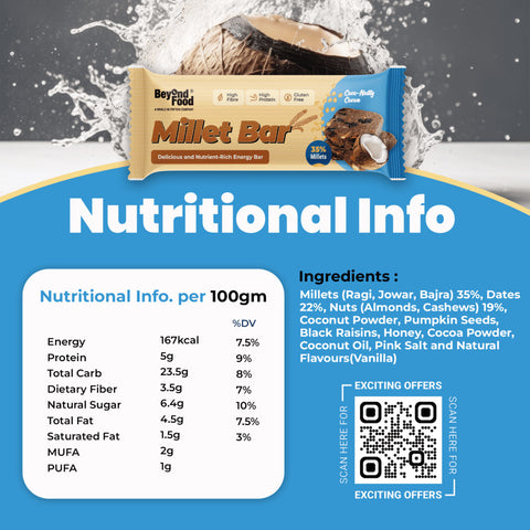 Beyond Food Millet Bar - Coco Nutty Cocoa | Pack of 8 | 8x40g