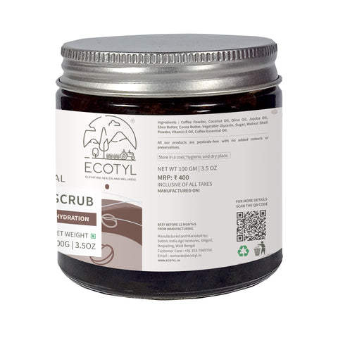 Ecotyl Natural Coffee Body Scrub | For Gentle Exfoliation | No Silicones & Mineral Oil | 100g