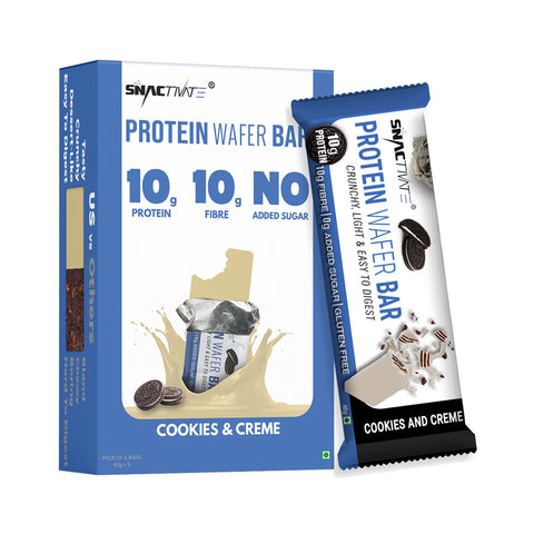 Snactivate Protein Wafer Bars Cookies & Creme With 10G Protein,10G Fiber & Sugarfree|Tasty & Crunchy Whey Protein Bars|Keto Friendly,Healthy Energy Bars|No Preservatives,No Trans Fat|40 Gm (Pack Of 6)