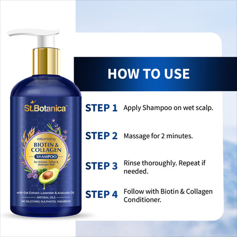 St.Botanica Biotin & Collagen Volumizing Hair Shampoo - 300ml - No Sulphate, No Parabens, No Silicon