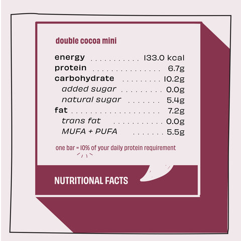 The Whole Truth - Mini Protein Bars - Double Cocoa- Pack of 8 - 8 x 27g - No Added Sugar - All Natural