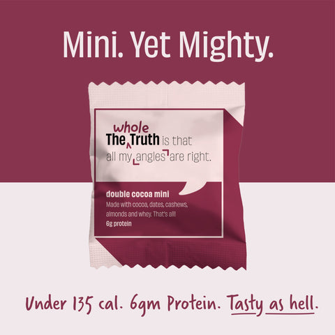 The Whole Truth - Mini Protein Bars - Double Cocoa- Pack of 8 - 8 x 27g - No Added Sugar - All Natural