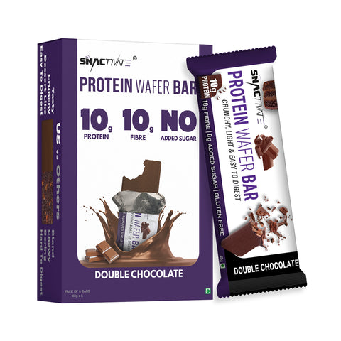 Snactivate Protein Wafer Bars Double Chocolate with 10g Protein, 10g Fiber & Sugarfree | Tasty & Crunchy Whey Protein Bars | Keto Friendly, Healthy Energy Bars | No Preservatives, No Trans fat | 40 gm (Pack of 6)