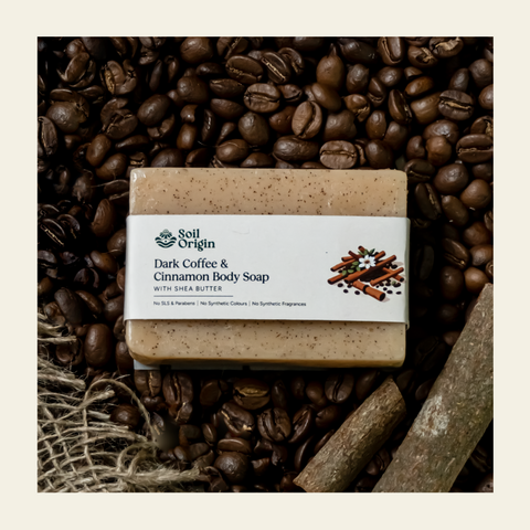 Soil Origin Dark Coffee and Cinnamon Body Soap With Shea Butter | 100 gm