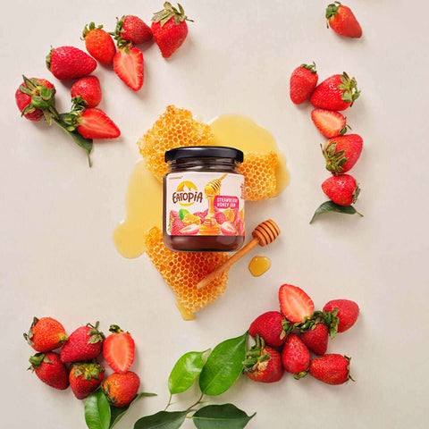 Eatopia Fruit Jam made with Pure Honey | No Refined sugar Strawberry + Mulberry Honey Jam (Combo) 480g