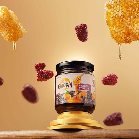 Eatopia Fruit Jam made with Pure Honey | No Refined sugar ( Mixberry + Mulberry Honey Jam (Combo) ) 480g