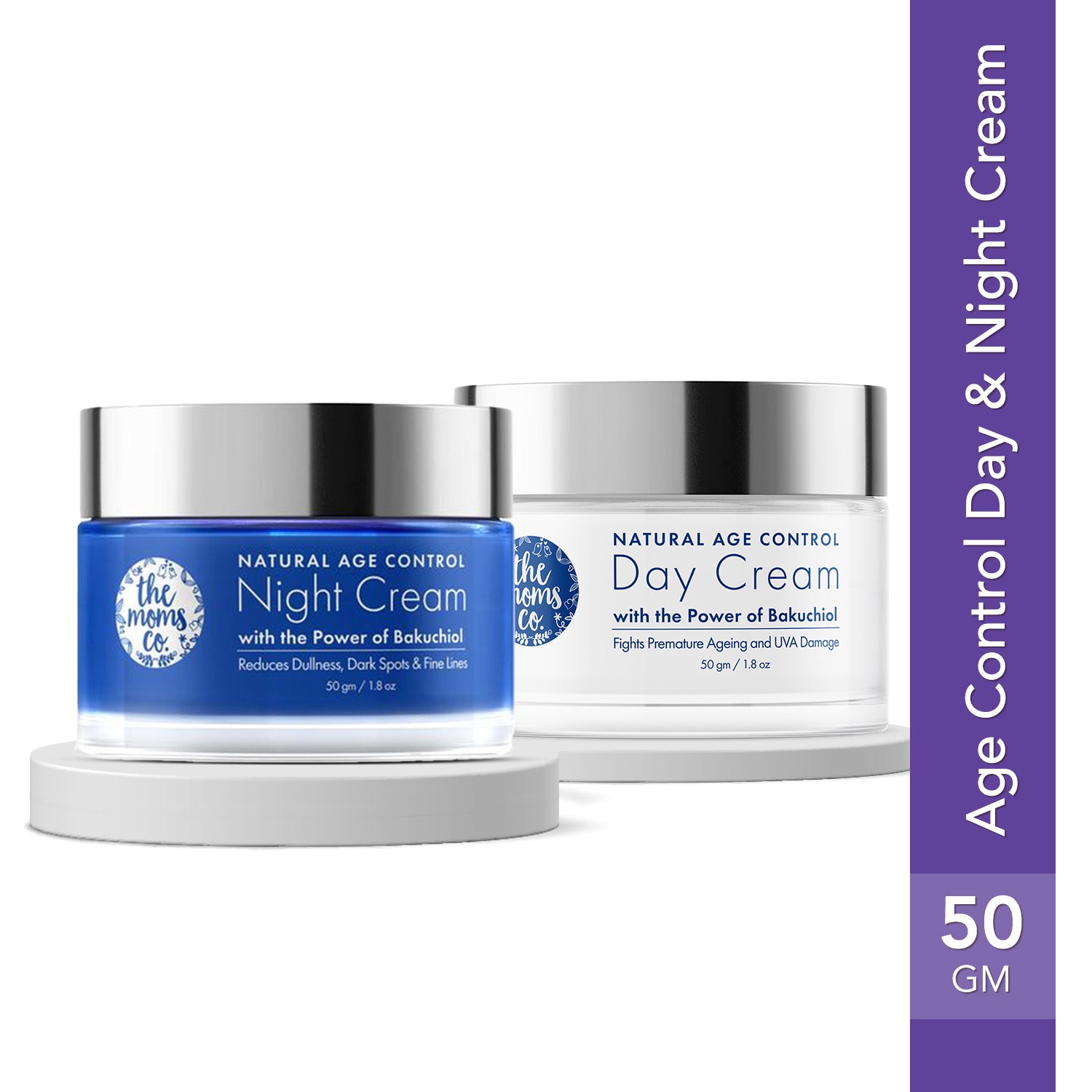 The Moms Co. Age Control Day and Night Cream Care Combo | Face Cream for Women & Men | Anti-Ageing Face Cream with Bakuchiol