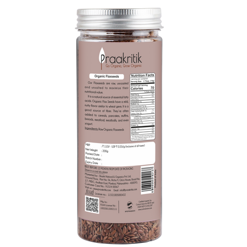 Praakritik Organic Raw Flaxseeds | 200g