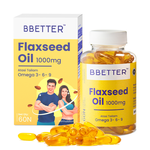 BBetter Flax Seed Oil Capsules I For Heart & Brain I 1000mg