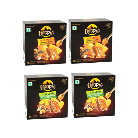 Eatopia Fruit minis made with Real Fruits, Dry Fruit, Nuts -2mango chia + 2jackfruit Almonds - 400g