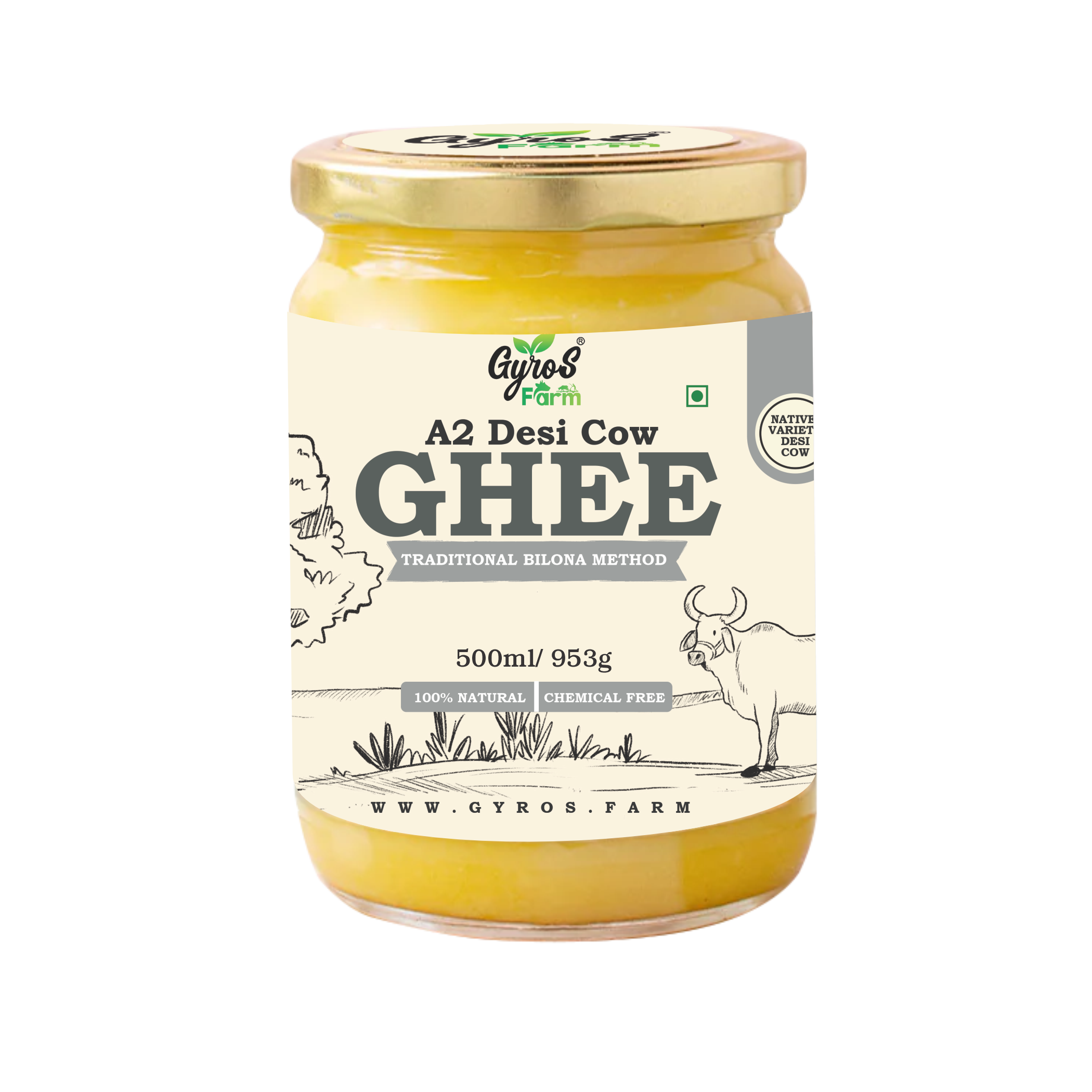 Gyros Farm | A2 Desi Cow Bilona Ghee Made From Curd