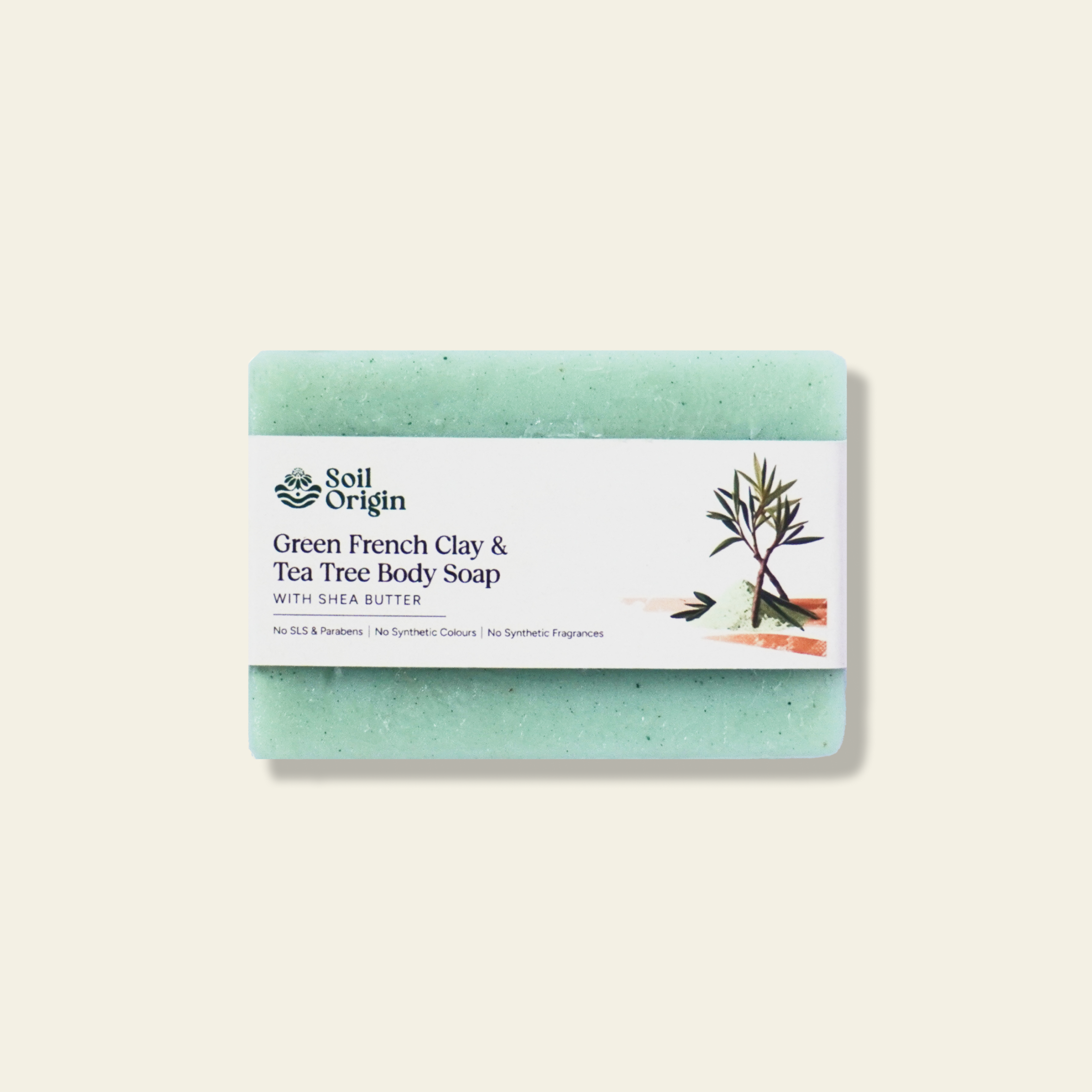 Soil Origin Green French Clay & Tea Tree Body Soap With Shea Butter | 100 gm