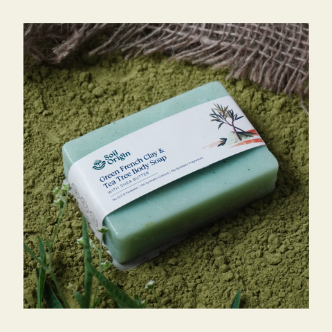 Soil Origin Green French Clay & Tea Tree Body Soap With Shea Butter | 100 gm