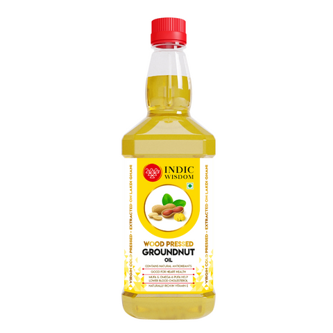 IndicWisdom Wood Pressed Groundnut Oil 1 Liter (Cold Pressed Groundnut Oil - Extracted on Wooden Churner)