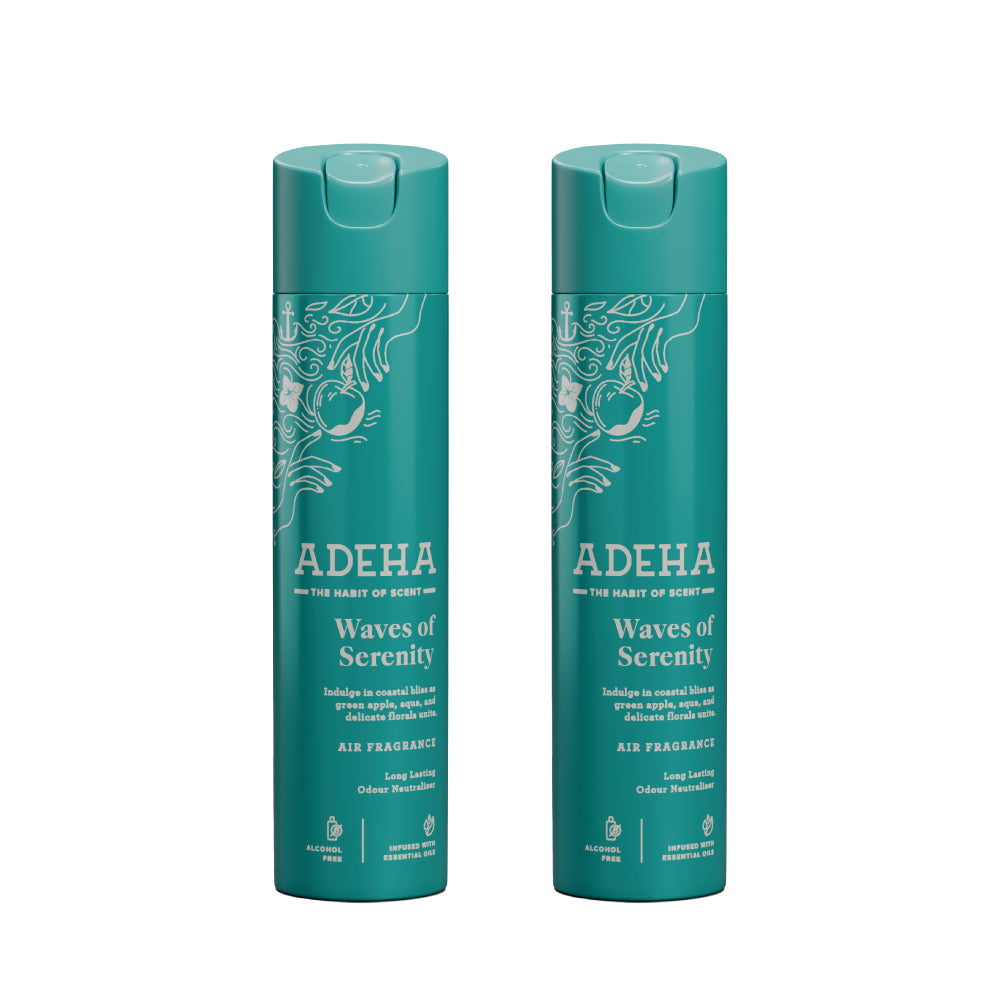 Adeha Room Air Freshener Spray - Waves of Serenity  | Alcohol Free, Long Lasting Room Freshener for Home & Office (218 mlx2)