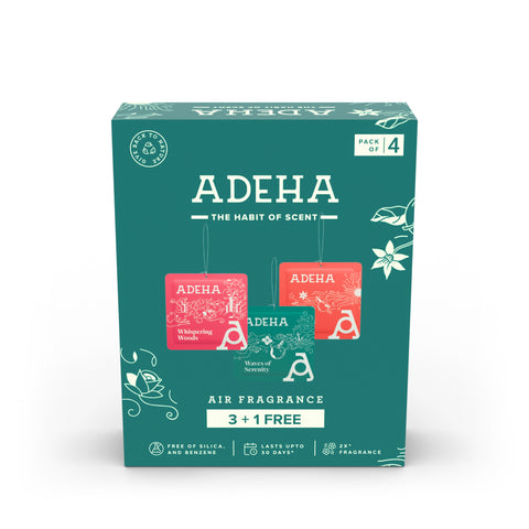 Adeha Air Freshener Buy 3 Get 1 Free Pack for Bathroom, wardrobe and Car