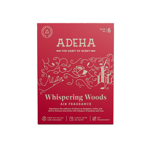 Adeha Air Freshener Pack of 6 Whispering Woods for Bathroom, wardrobe and Car