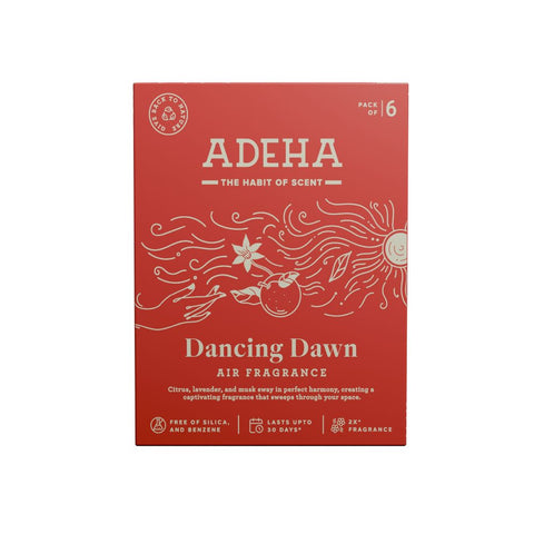 Adeha Air Freshener Pack of 6 Dancing Dawn for Bathroom, wardrobe and Car