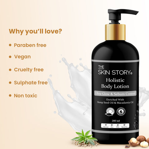 The Skin Story Hemp Body Lotion & Moisturizer for Dry Skin | Hydrating Body Lotion for Women | Repairs Damaged & Dry Skin | With Hyaluronic Acid | 280ml