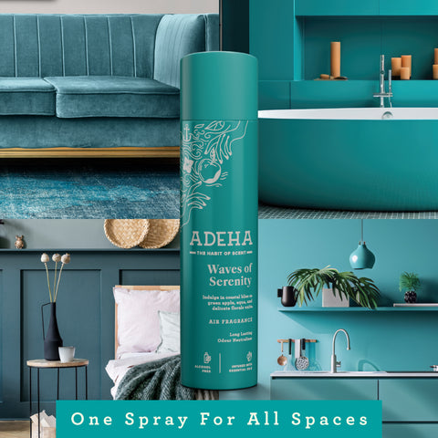 Adeha Room Air Freshener Spray - Waves of Serenity  | Alcohol Free, Long Lasting Room Freshener for Home & Office (218 ml)