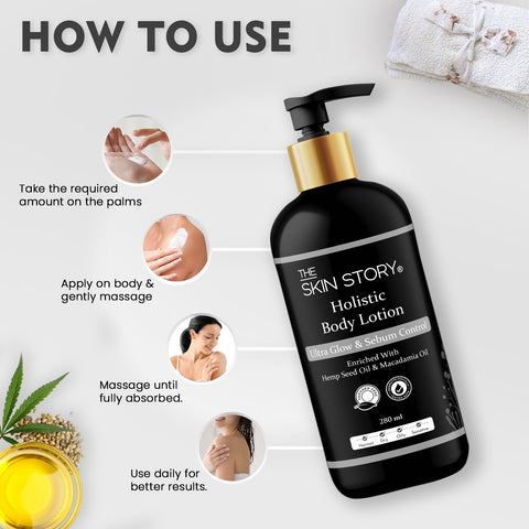 The Skin Story Hemp Body Lotion & Moisturizer for Dry Skin | Hydrating Body Lotion for Women | Repairs Damaged & Dry Skin | With Hyaluronic Acid | 280ml