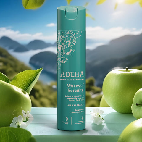 Adeha Room Air Freshener Spray - Waves of Serenity and Whispering Woods  | Alcohol Free, Long Lasting Room Freshener for Home & Office (218 ml x 2)