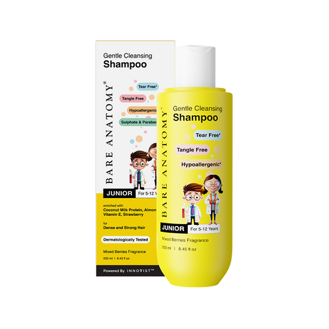 Bare Anatomy Junior Gentle Cleansing Shampoo For Kids | Tear-Free & Hypoallergenic pH 5.5 | Sulphate & Paraben Free | 250 mL