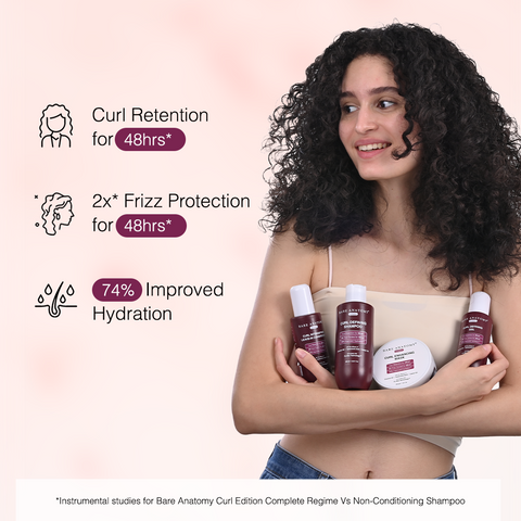 Bare Anatomy Curl Defining Shampoo | Curl Retention & 2X Frizz Protection For 48 Hours | Powered By Coconut Oil, Hyaluronic Acid & Castor Oil | Sulphate & Paraben Free | Women & Men | 250 ml