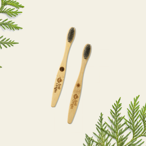 Soil Origin Kids Bamboo Toothbrush With Activated Charcoal Bristles