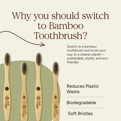 Soil Origin Kids Bamboo Toothbrush With Activated Charcoal Bristles