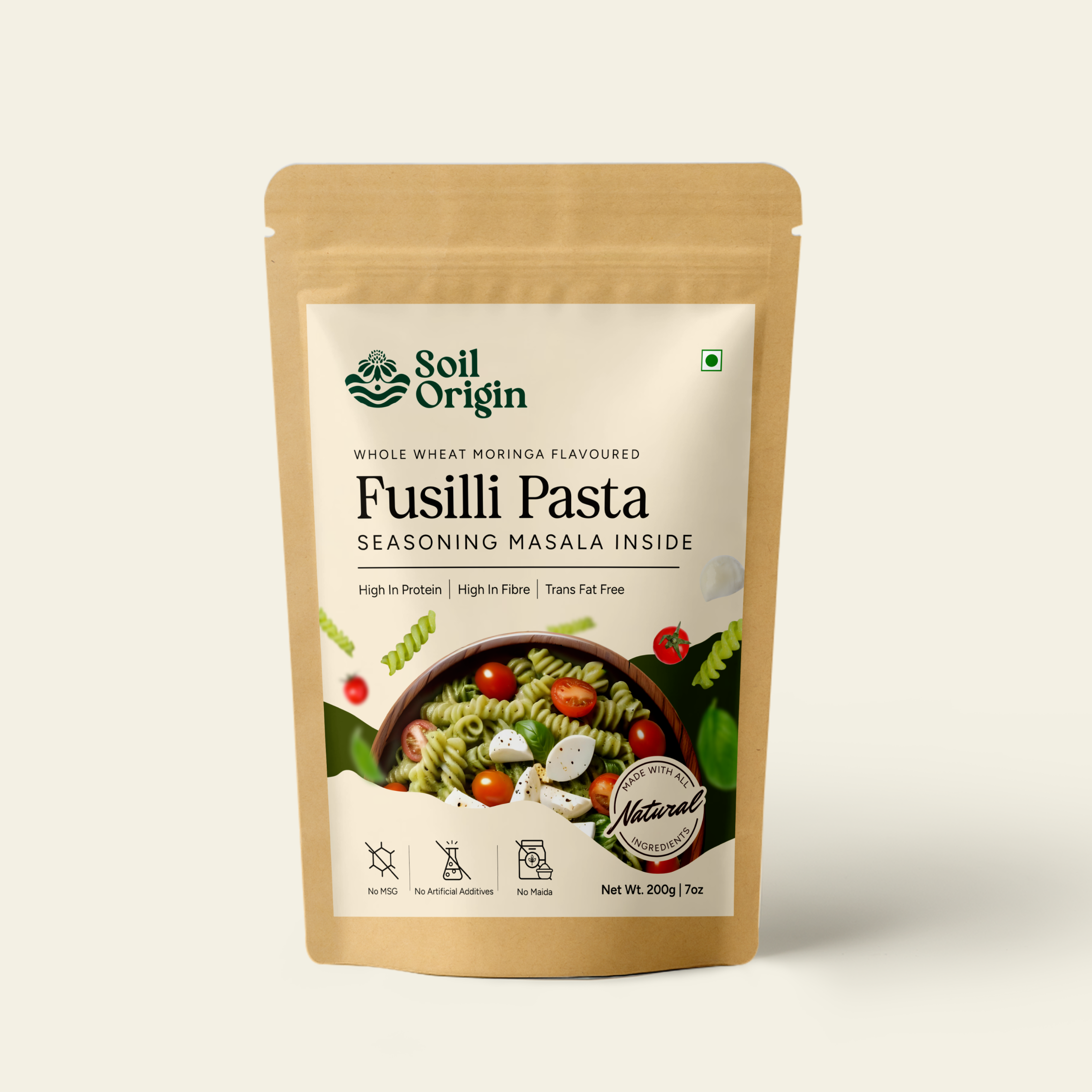 Soil Origin Moringa Wheat Pasta (Seasoning Masala Inside) | 500 gm