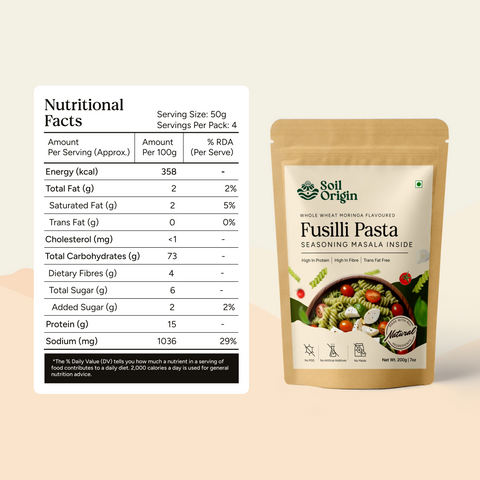 Soil Origin Moringa Wheat Pasta (Seasoning Masala Inside) | 500 gm