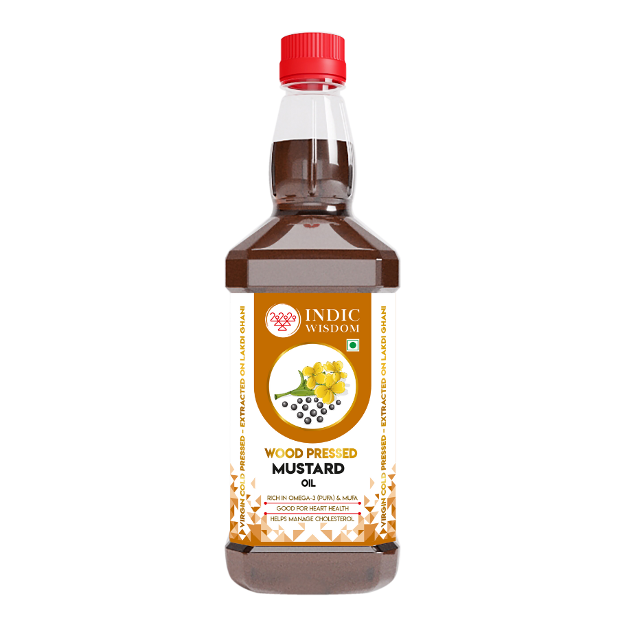 IndicWisdom Wood Pressed Mustard Oil (Cold Pressed Mustard Oil - Extracted on Wooden Churner)