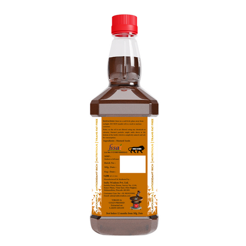 IndicWisdom Wood Pressed Mustard Oil (Cold Pressed Mustard Oil - Extracted on Wooden Churner)