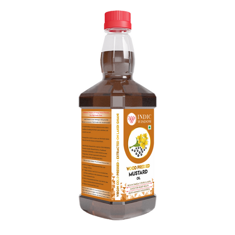 IndicWisdom Wood Pressed Mustard Oil (Cold Pressed Mustard Oil - Extracted on Wooden Churner)