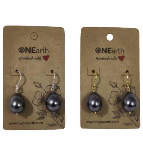 ONEarth Drop Baroque Shell Pearl Earrings (Metalic with golden hook)