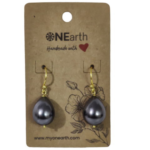 ONEarth Drop Baroque Shell Pearl Earrings (Metalic with golden hook)