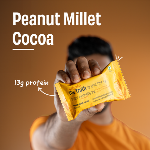 The Whole Truth | 13g Protein Bar | Peanut Millet Cocoa | Pack of 6 x 55g | No Refined Sugar | No Added Flavours | No Preservatives