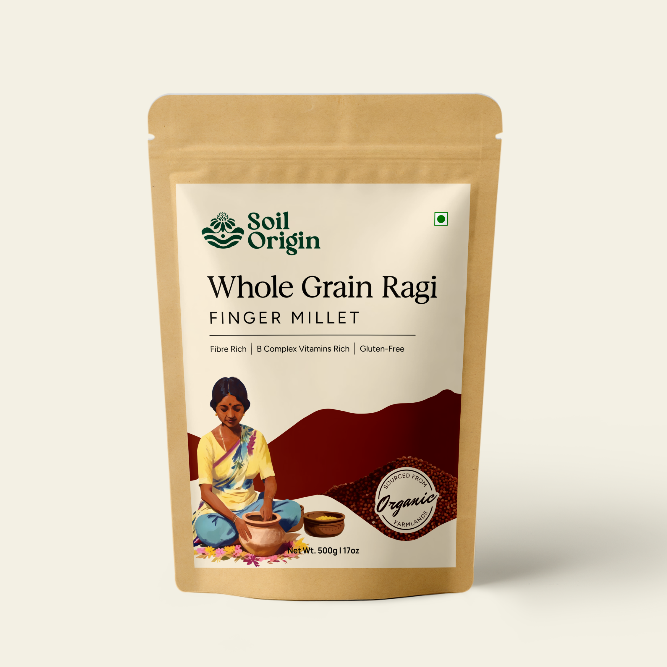 Soil Origin Ragi Whole (Finger Millet) | 500 gm