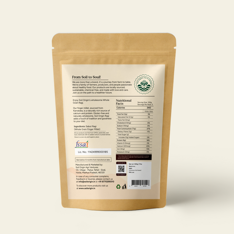 Soil Origin Ragi Whole (Finger Millet) | 500 gm