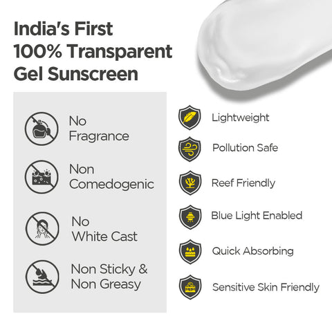 SunScoop Invisible Primer Sunscreen Gel SPF 50 PA+++ | SPF 50 Gel Sunscreen for Dry & Oily Skin- 45g