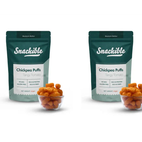 Snackible Chickpea Puffs | Tangy Tomato | Pack of 8 | 35gm each