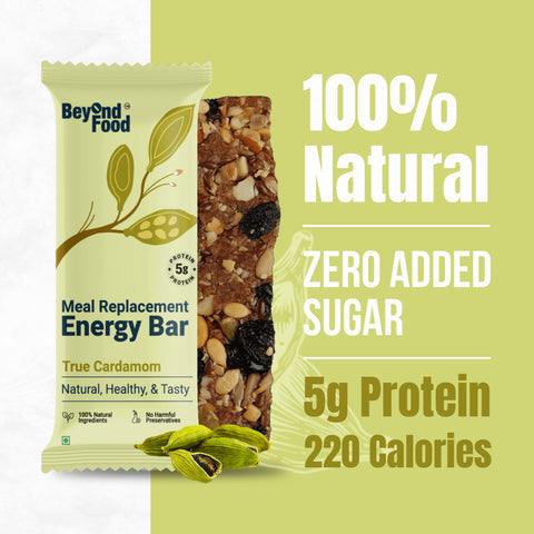 Beyond Food Meal Replacement Energy Bars - True Cardamom | Pack of 6 | 6x50g