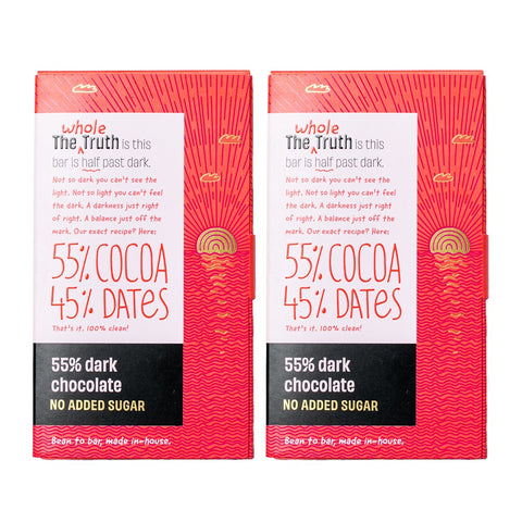 The Whole Truth - Dark Chocolate Combo | 55% Dark Chocolate | Pack of 3 | 160 g | No Added Sugar | Bean to Bar | Vegan