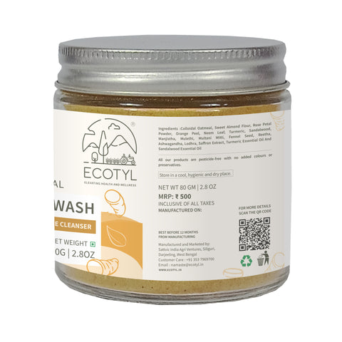 Ecotyl Ubtan Face Wash Powder | 100% Natural Gentle Cleanser | 80g