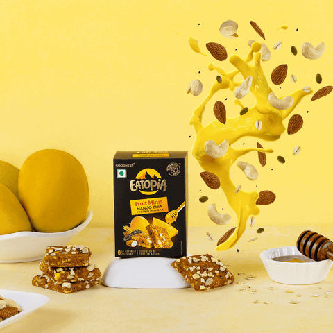 Eatopia Fruit minis made with Real Fruits, Dry Fruit, Nuts -2mango chia + 2jackfruit Almonds - 400g