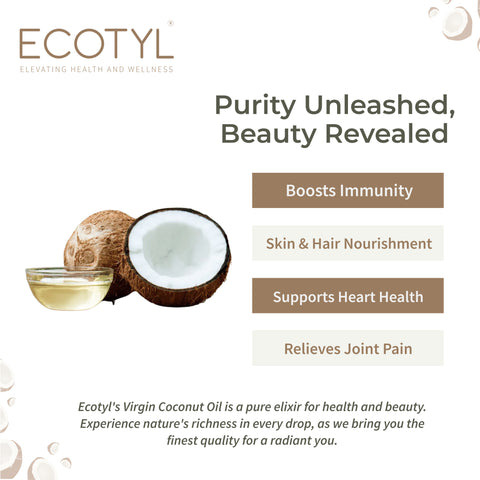 Ecotyl  Cold-Pressed Virgin Coconut Oil | Kachi Ghani | Suitable for Cooking | 500ml